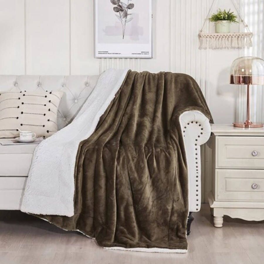 Deken Pluche Wollen Dekentje Fleece Plaid Knuffeldeken Bank Deken 2 Persoons Koffie