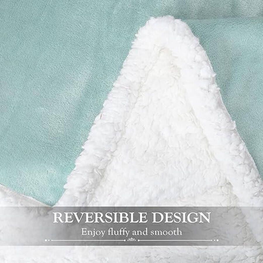 Deken pluizige deken dual micropluche superzachte fleecedeken micro mink fleece pluche bank warme deken omkeerbaar dekbed tv-deken 150 x 200 cm blauwgroen