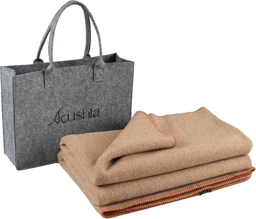 Deken van 80% Merinowol Veelzijdige Slaapbank Plaid 160 x 200 cm Kaki