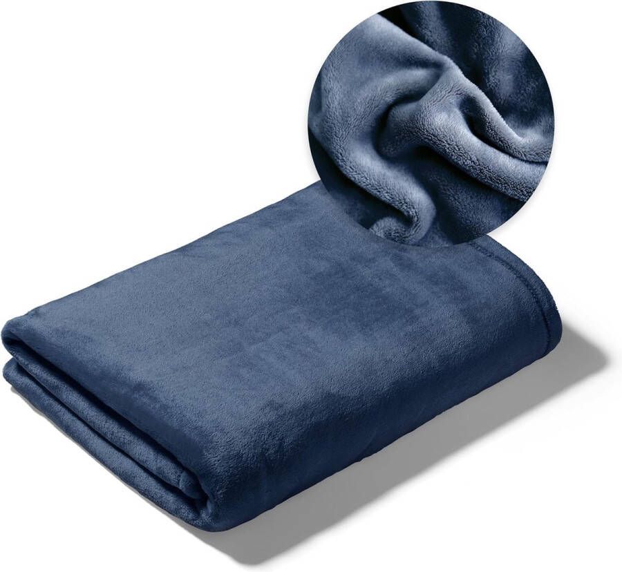 Deken voor bank bed knuffeldeken zachte en warme bankovertrek deken sprei wollig 150 x 200 cm dikke bankdeken woondeken (marine)