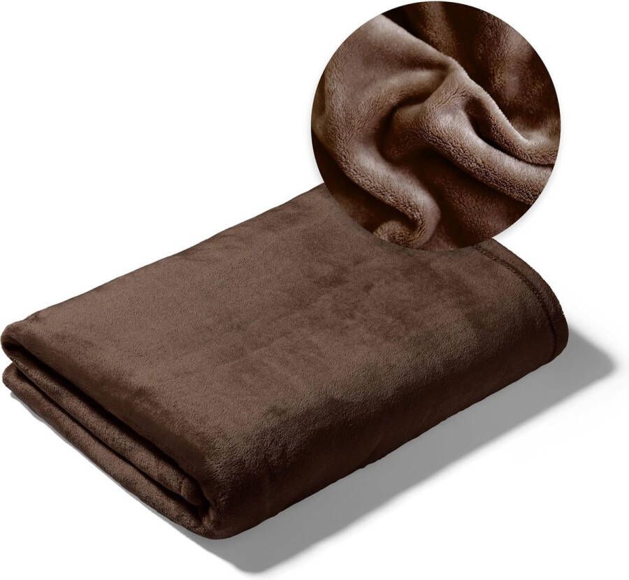 Deken voor bank bed knuffeldeken zachte en warme bankovertrek XL deken sprei pluizige fleecedeken 150 x 200 cm deken dikke bankdeken woondeken (donkerbruin)