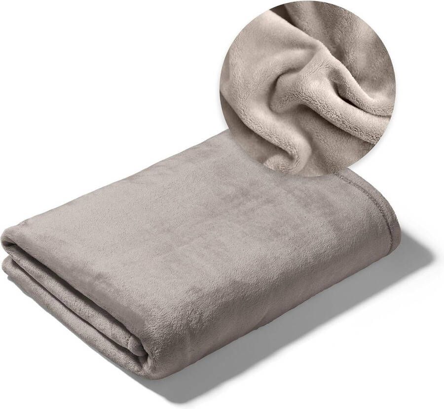 Deken voor bank bed knuffeldeken zachte en warme bankovertrek XL deken sprei pluizige fleecedeken 150 x 200 cm deken dikke bankdeken woondeken lichtbruin