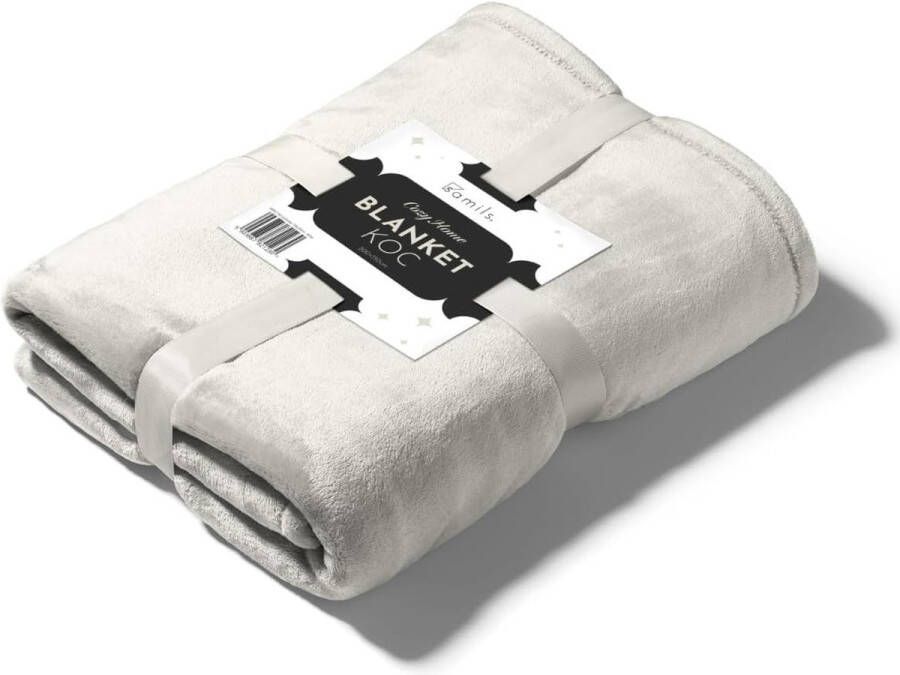 Deken voor bank bed knuffeldeken zachte en warme bankovertrek XL deken sprei pluizige fleecedeken 150 x 200 cm deken dikke bankdeken woondeken wit-grijs