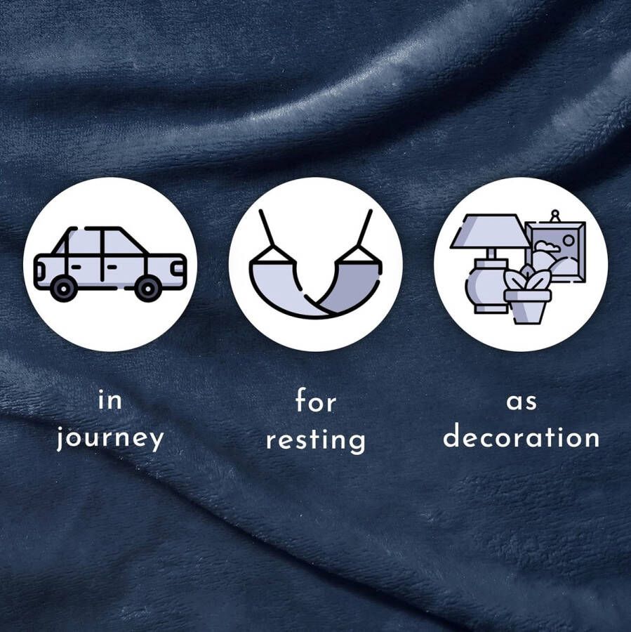 Deken voor bank bed knuffeldeken zachte en warme bankovertrek XL deken sprei pluizige fleecedeken 150 x 200 cm deken dikke bankdeken woondeken marineblauw