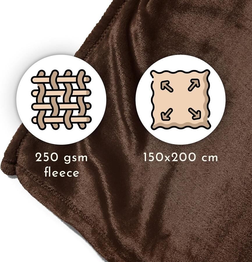 Deken voor bank bed knuffeldeken zachte en warme bankovertrek XL deken sprei pluizige fleecedeken 150 x 200 cm deken dikke bankdeken woondeken (donkerbruin)
