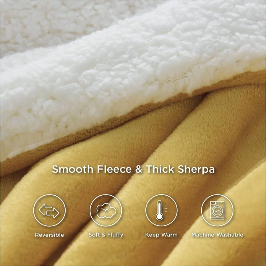 Deken voor de bank knuffeldeken warme Sherpa bankovertrek deken dikke bankdeken 150 x 200 cm XL wollige woondeken voor de bank