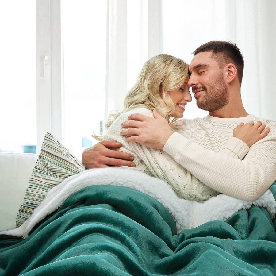 Deken voor de bank knufffeldeken large warme Sherpa bankovertrek deken thick bankdeken 220 x 240 cm XXL woondeken voor de bank