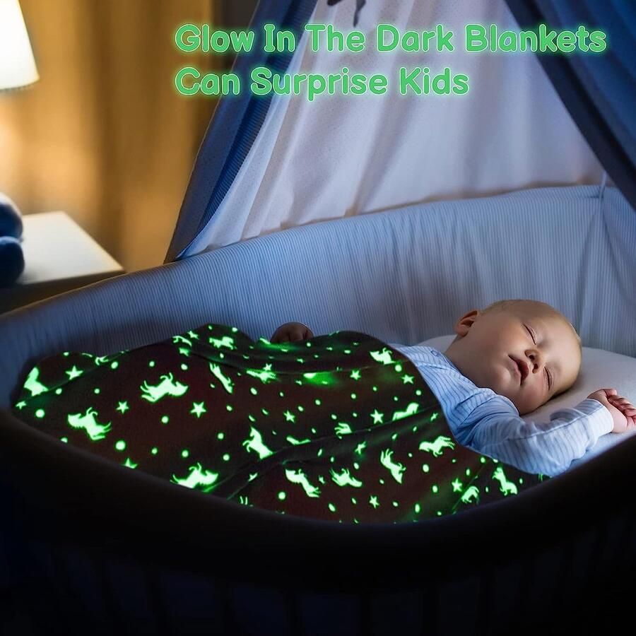 Deken voor kinderen wit paard Glow in The Dark knuffeldeken voor bed super fleecedeken zachte pluizige pluche grijze deken voor meisjes en jongens warm cadeau voor verjaardag