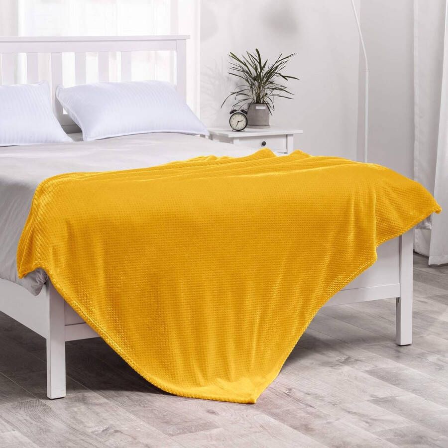 Deken Zachte Warme Pluizige Fleece Pluche Korrel Bed Dekens Omkeerbare Microfiber Effen Dekens voor LivingRoom Stoel Bed Bank Settees Reizen 65x82 Inch Goud