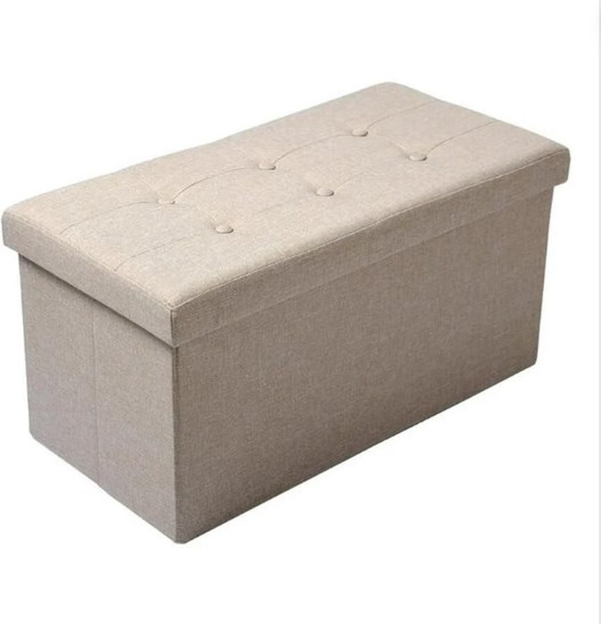 Dekenkist Binnen 120L Opvouwbare Opbergbank Met 300kg Draagkracht Kruk Poef Hocker Met Opbergruimte Beige