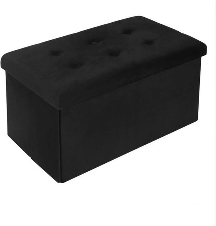 Dekenkist Binnen 120L Opvouwbare Opbergbank Met 300kg Draagkracht Kruk Poef Hocker Met Opbergruimte Zwart