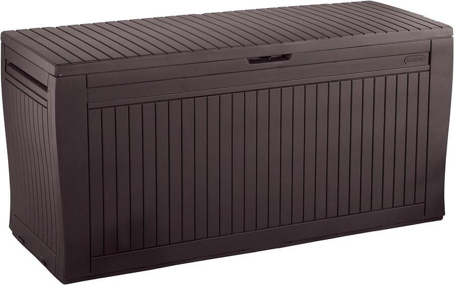 Dekenkist Comfy Box bruin 1167 x 447 x 57 cm met opbergruimte verstelbaar deksel Dekenkist