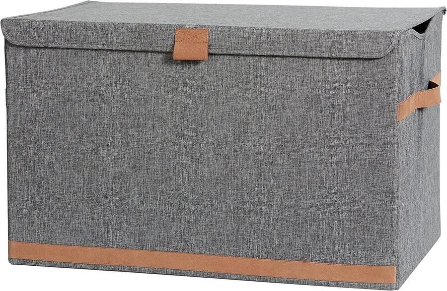 Extra Grote Opbergbox met Deksel Opbergkist van Hoogwaardig Stof Ideaal voor Dekens en Beddengoed Grijs 62x37 5x39 cm - Foto 2