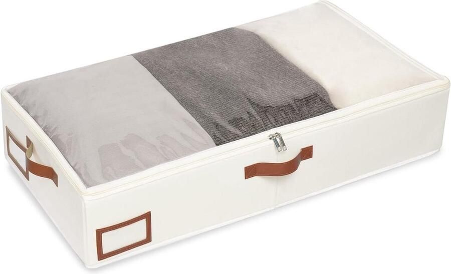 Dekenkist Opbergcontainers onder bed kledingorganizer deken dekbed beddengoed 60x30x15cm beige SNH001BES-1 Dekenkist