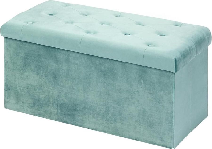 Dekenkist opbergdoos fluwelen stof groen 80 x 40 x 40 cm opbergruimte zitsteun opklapbare bank Dekenkist