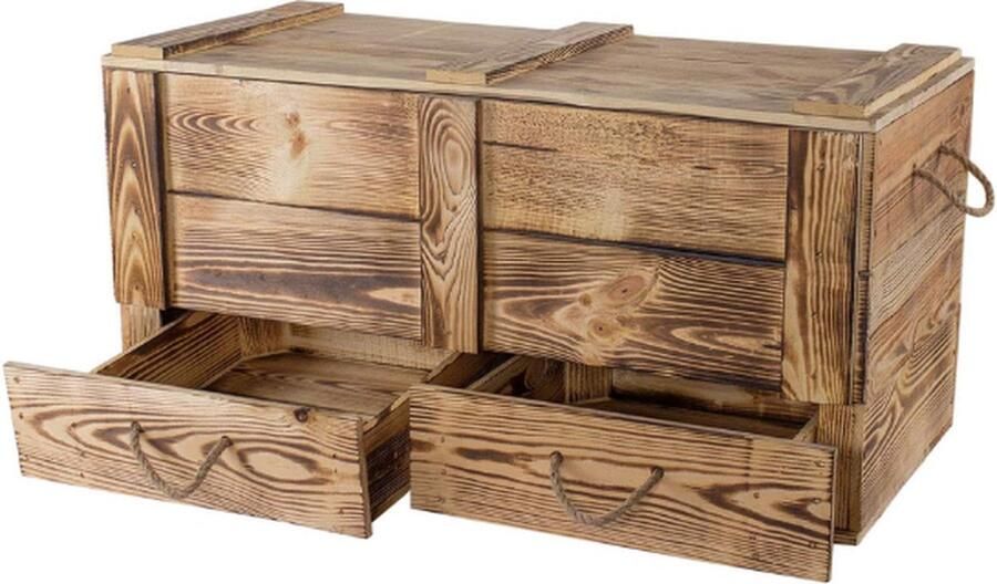 Dekenkist – Opbergkist Binnen – Zitbank Met Opbergsysteem – Houten Kist Met Deksel – Speelgoedkist Voor Kinderen – Voor Slaapkamer & Woonkamer – Met Lade's Bruin