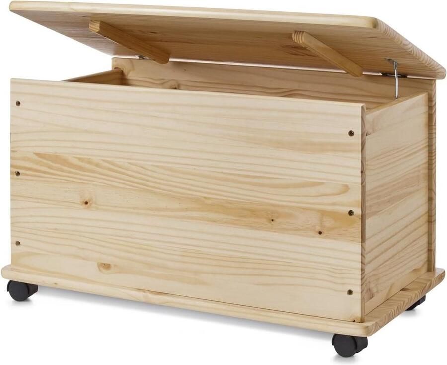 Dekenkist Speelgoedkist Wielen Hout Met-html need-content Dekenkist