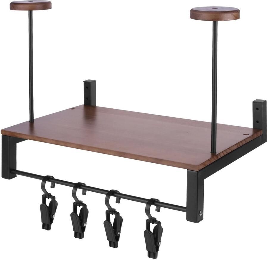 Delilah s Houten Motorhelmhouder met 5 Haken –Helm Opbergsysteem- Slijtvaste Metalen Helmhanger voor Motor- en Sportaccessoires