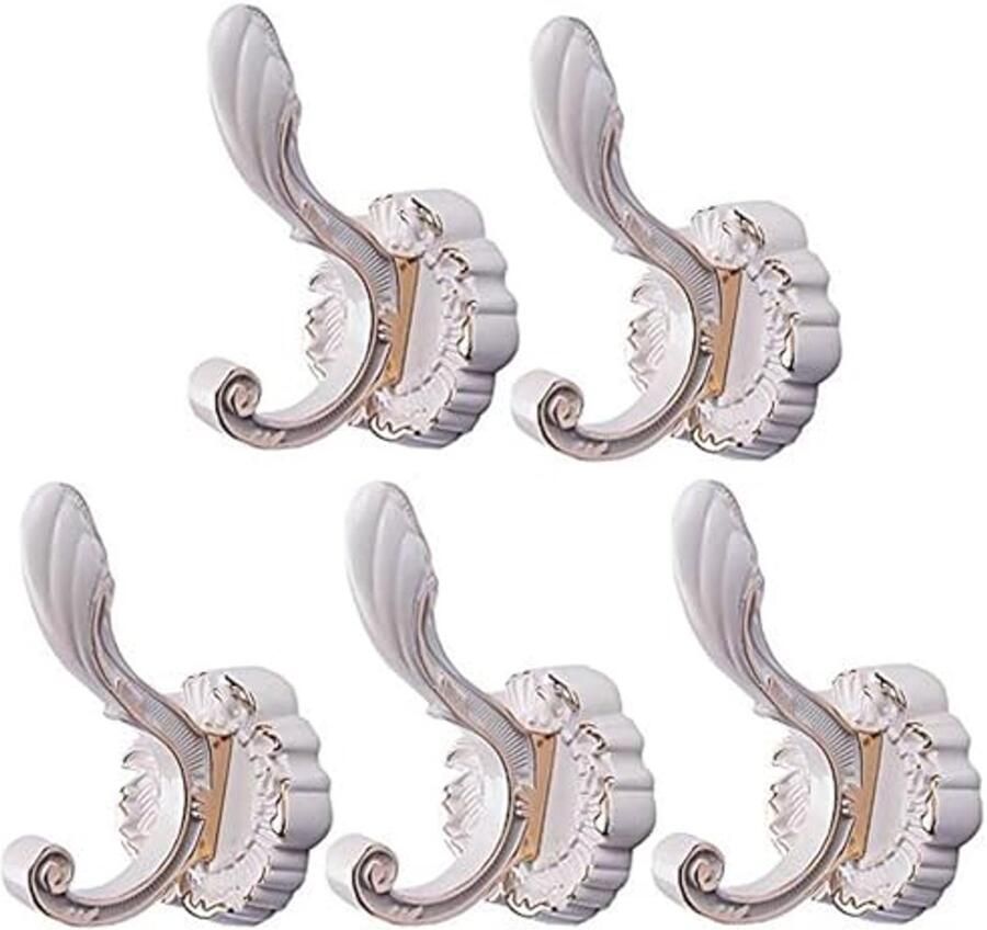 Delmkin 5 stuks wandhaken vintage kapstokken witte kapstokken antieke haken voor badkamer veranda slaapkamer keuken (wit)