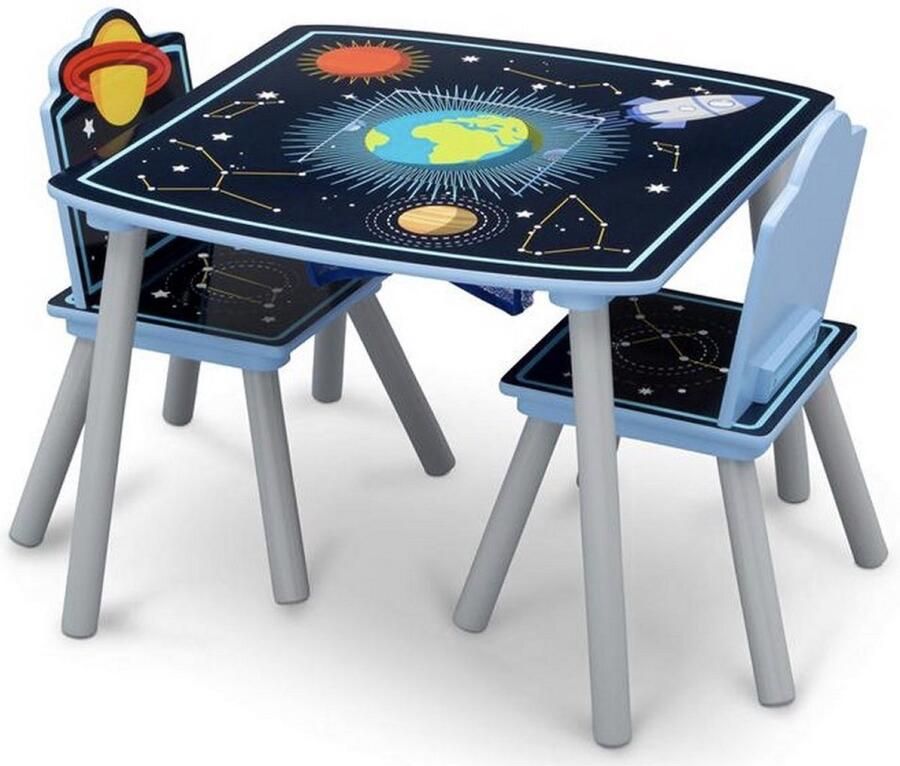 Delta Children Kindertafel met 2 Stoelen Kinderkamer Handig Opbergvak Space Adventures