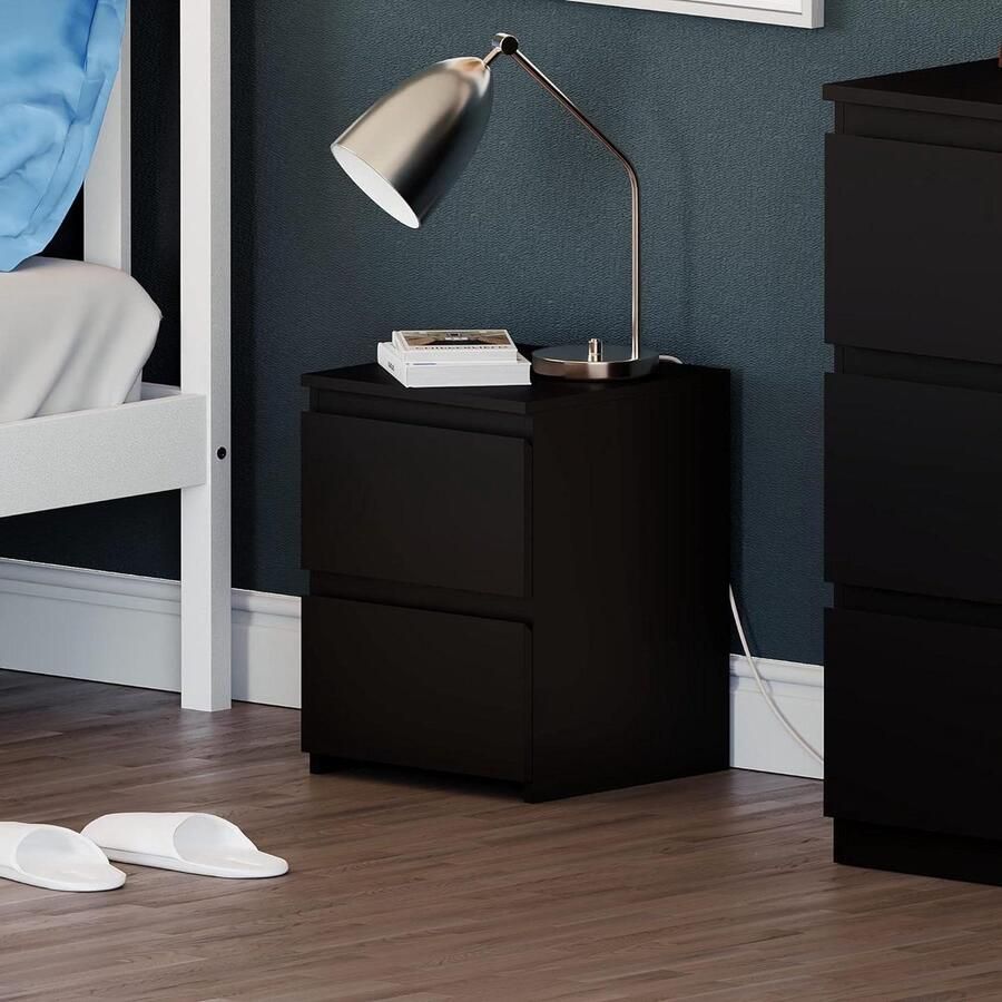 Denver 2 lade nachtkastje kist zwart moderne slaapkamermeubel