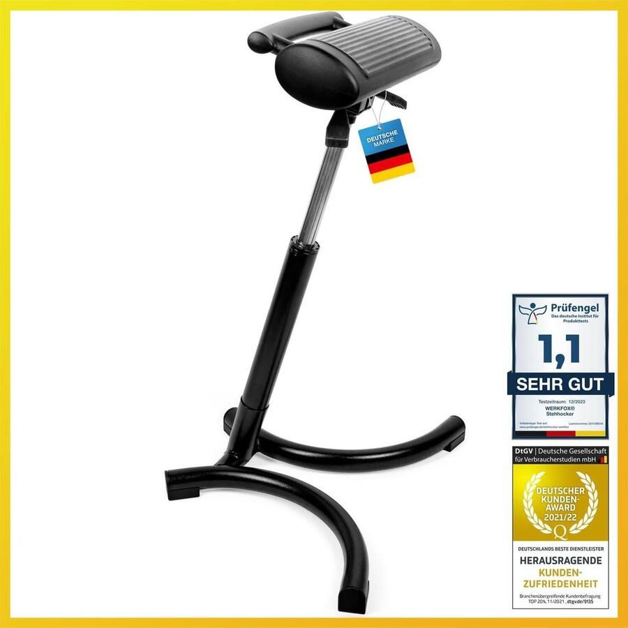 Denz Home Ergonomische kruk – In Hoogte Verstelbare Werkplaatskruk Sta-Stoel voor Comfortabel Werken Zwart