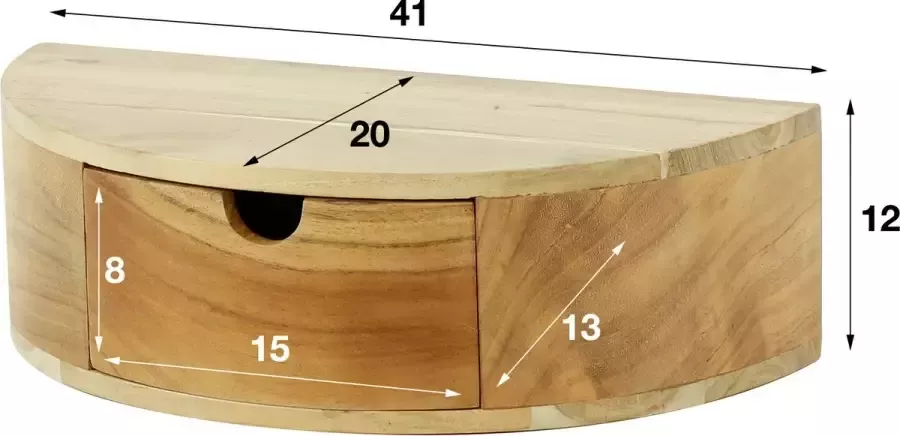 PW-Collection DePauwWonen Curve 1L Nachtkastje LxBxH = 40 x 20 x 12cm Nachtkastjes Slaapkamer Bijzettafel Sidetable Industrieel Bruin