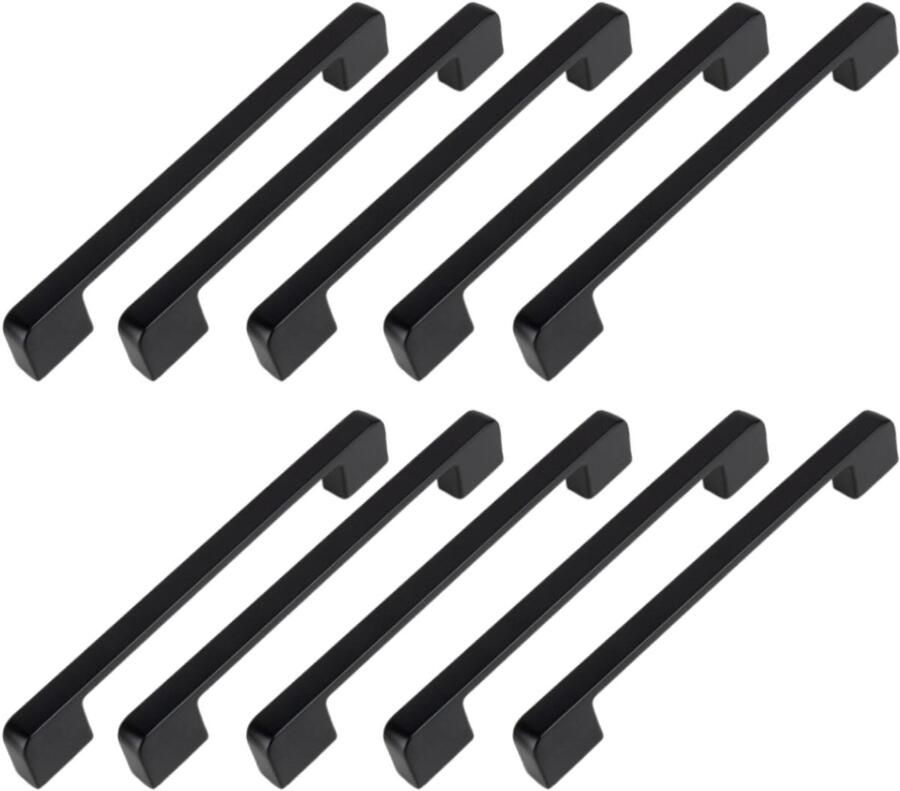 Design Aluminium Handgreep Zwart Set van 10 Stuks Handvaten Badkamer Handgrepen Kast Handgreep Keukenkastjes Handgrepen voor Deurtjes 160 mm 10 Stuks