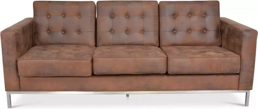 Meubilair Florence Knoll Bank 3 Zits Vintage Bruin Suede leder Design Bank Sofa Zitbank