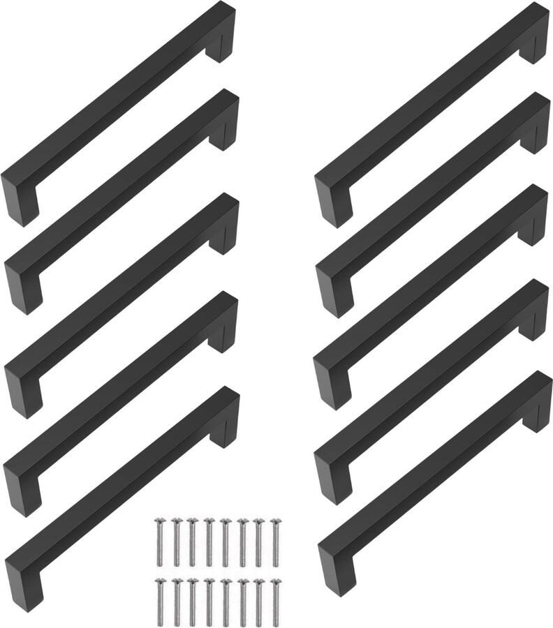 Renalux Design Handgreep Zwart Kunststof Set van 10 Stuks Handgreep Badkamer Handvaten Kast Handgreep Kast Handgreep Keukenkastjes Handgrepen voor Deurtjes 139 mm 10 Stuks