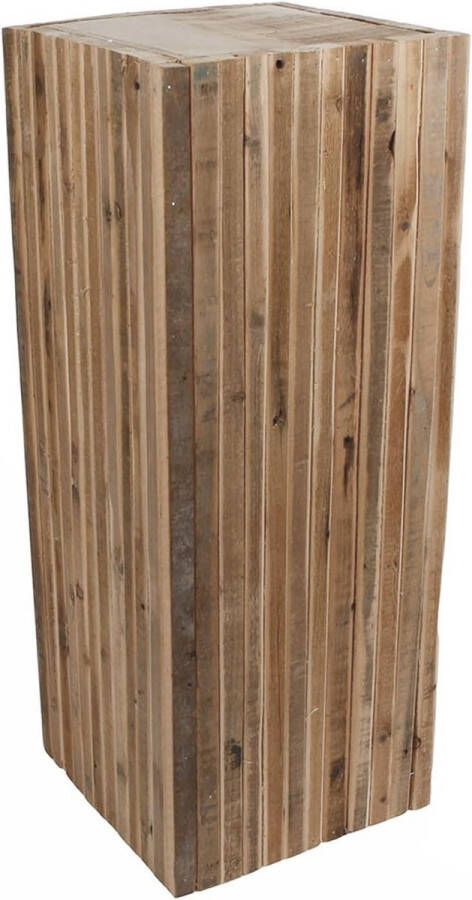 Design houten kruk vierkant 60 x 23 cm bloemenkruk bijzettafel houten blok kruk bloemenstandaard