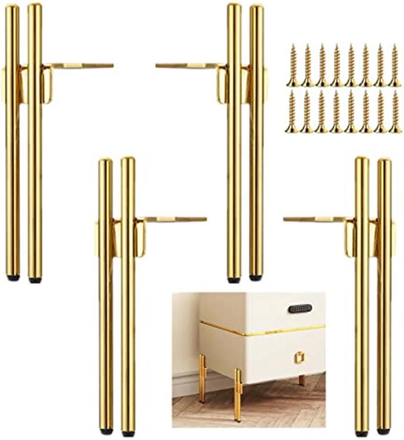 Design meubelpoten van metaal in goudkleur set van 4 voor salontafel en meubels