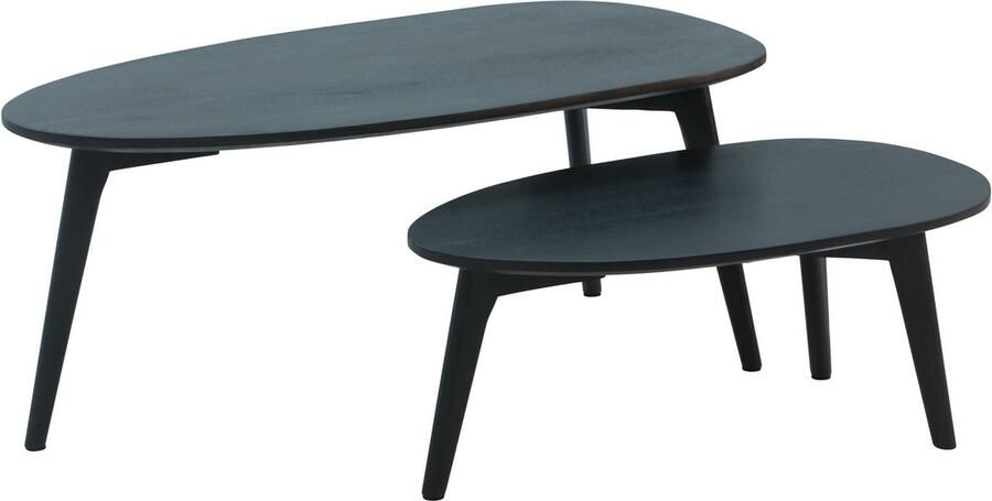 Design salontafel set van 2 mango massief houten salontafel zwart nesttafel houten tafel niervorm salontafel 2-delige placemat bijzettafel hout