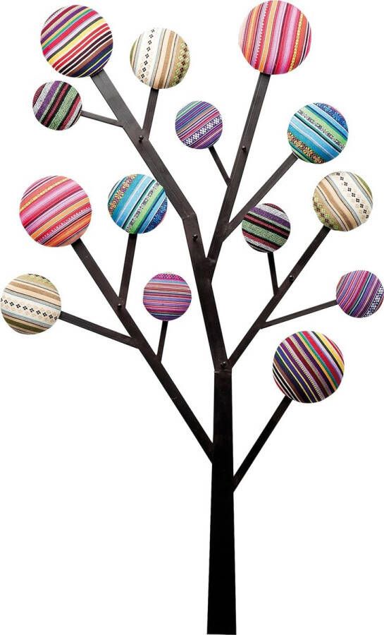 Design wandgarderobe Bubble Tree garderobelijst in boomdesign 6 garderobehaken versierd met kleurrijke knopachtige cirkels kledinghaken kleurrijk (H B D) 111 x 65 x 6 5 cm