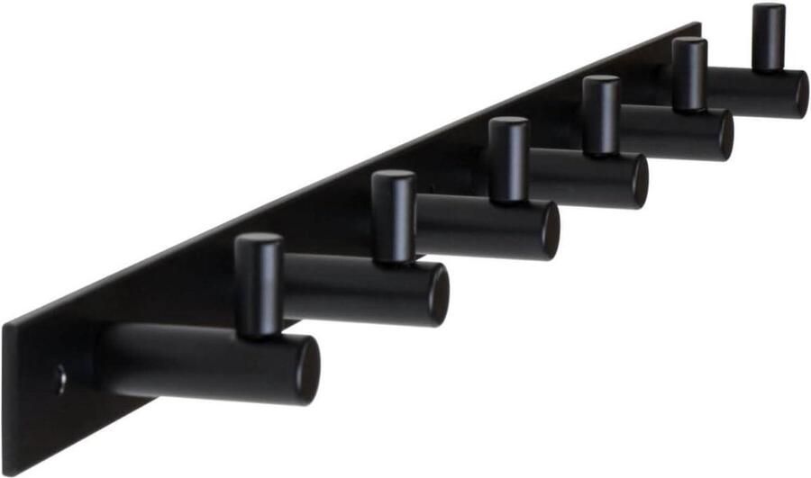 Design Wandkapstok Roestvrijstaal Zwart Matte Kapstok met 6 Haken 1 Stuk Antiek Vintage