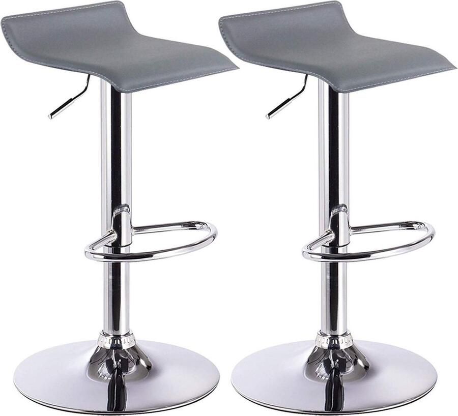 Rootz Living Rootz Designer Barkrukken Set van 2 Moderne barkrukken Verstelbare tegenkrukken Comfortabel veelzijdig duurzaam Kunstleer verchroomd metaal 63 cm 83 cm x 39 cm x 38 5 cm