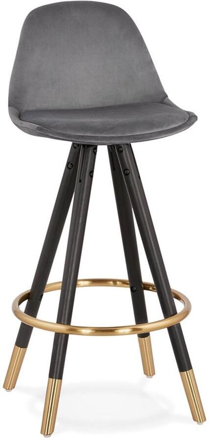 Designer Snackkruk MINI Fluwelen Kruk Hoog comfort Tijdloos Design Zwarte Houten Poten