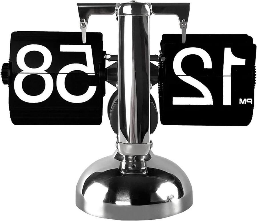 Desk Clock Digital Flip Down Clock Retro Minimalist Single Foot Mechanical Car Flip Clock for Home Living Room (Black)