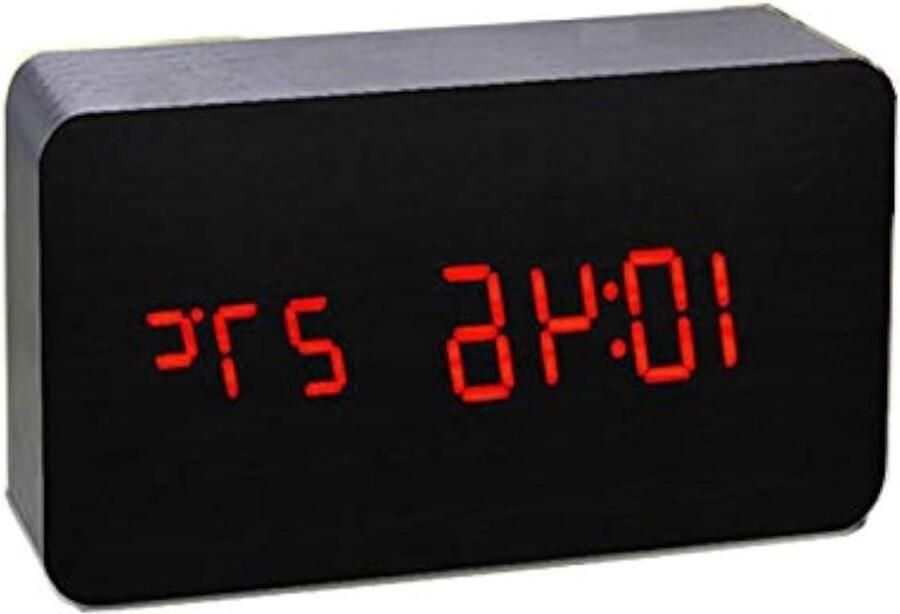 Desk Wekker Digitaal Houten Stembesturing Helderheid Instelbaar AC11 Met Temperatuurweergave Voor Thuis en Kantoor