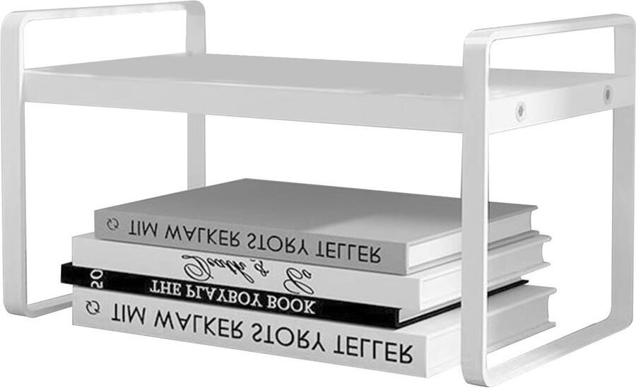 Desktop Boekenplank Organizer Desktop Organizer Mini Boekenplank Voor Mini Boeken Nachtkastje Boekenplank Kantoor Opbergrek Warm Wit Eenvoudige Stijl