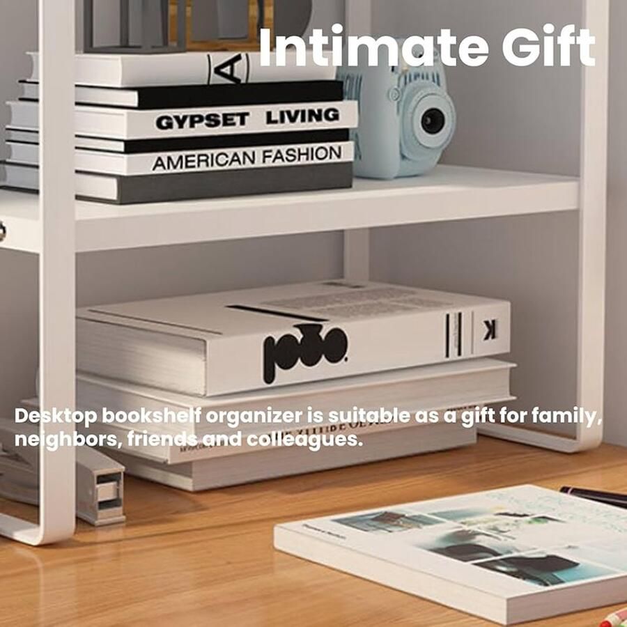 Desktop Boekenplank Organizer Warm Wit Houten Nachtkastje