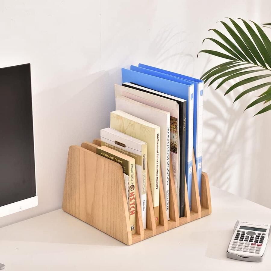 Desktop File Document Holder Stand 7 sleuven Mail Papier Organizer Bureau Sorter Houder voor File Document Stand voor Home Office Originele Houtkleur