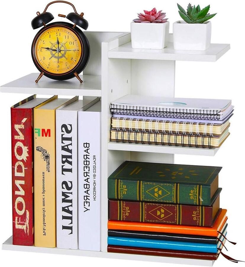 Desktop Plank Kleine Boekenplank Literatuur Houder Display Rack Bureau Organizer Wit