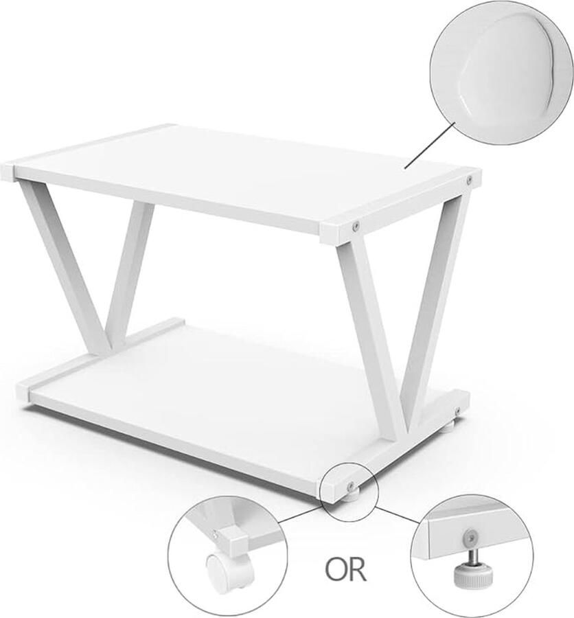 Desktop printer standaard 2-laags onder bureau houten printer rek rustieke industriële boerderij hout opslag boek plank tafel organizer voor thuis kantoor stijlvol robuust (wit)