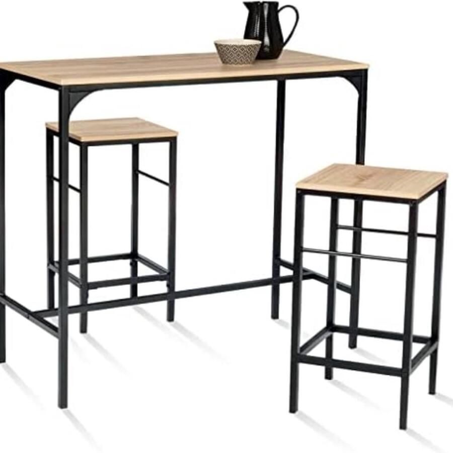 Detroit statafel set 100 cm en 2 krukken industrieel design