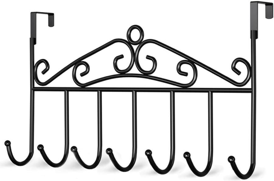 Deur kapstok 7 haken Kapstok deur Ijzer Hangend Kapstokken Kleer Kleding Deurhaak Hangers Haak Vintage Industrieel Garde robe 43CM Zwart