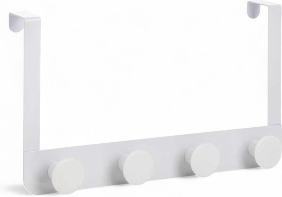 Deur Kapstok Wit Metaal Deurhanger met 4 Haken – Over-Deur Kapstok – 35x3x20 cm – Ruimtebesparende Deurhaak Organizer