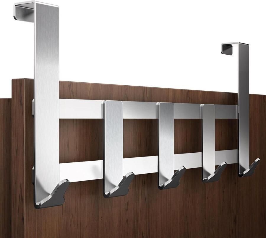 Deurgarderobe 5 haken Roestvrij staal Kledinghaken voor deur Hoogwaardige deurkapstok