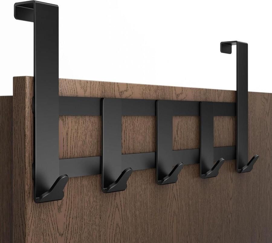 Deurgarderobe 5 haken voor zwarte deur extreem belastbaar hoogwaardige deurkapstok