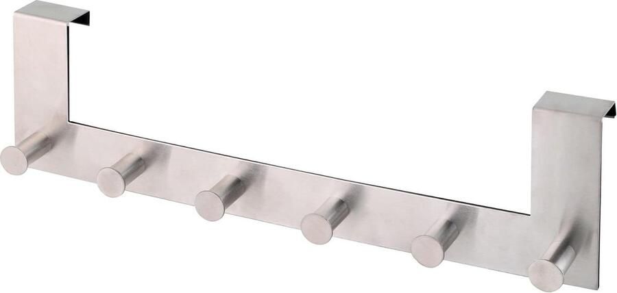 Deurgarderobe 6 haken kledinghaken montagevrij roestvrij staal voor keuken badkamer woonkamer 8 x 39 x 11 cm deurkapstok opdekdeur